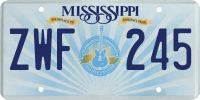 MS license plate ZWF245