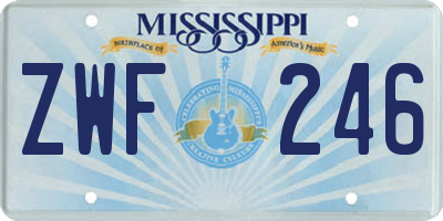 MS license plate ZWF246