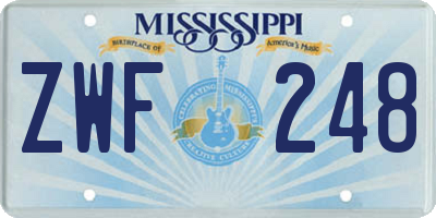 MS license plate ZWF248