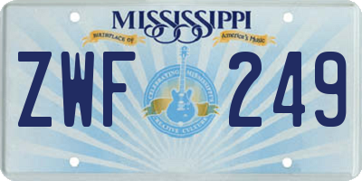 MS license plate ZWF249