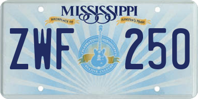 MS license plate ZWF250