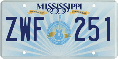 MS license plate ZWF251