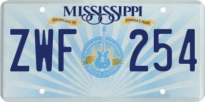 MS license plate ZWF254