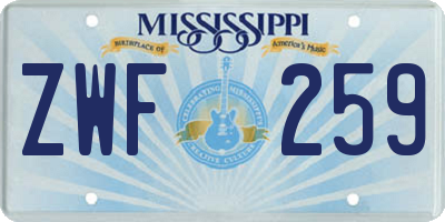 MS license plate ZWF259