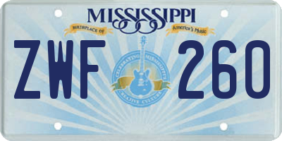 MS license plate ZWF260