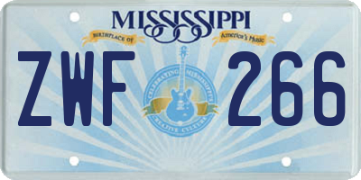 MS license plate ZWF266