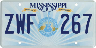 MS license plate ZWF267