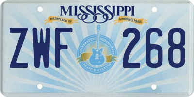 MS license plate ZWF268