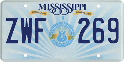MS license plate ZWF269