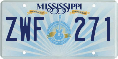 MS license plate ZWF271