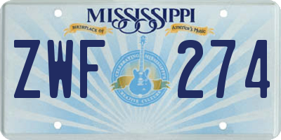 MS license plate ZWF274