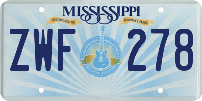 MS license plate ZWF278