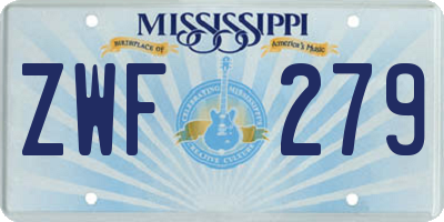 MS license plate ZWF279