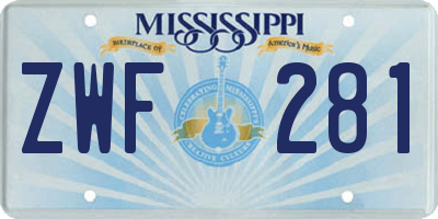 MS license plate ZWF281