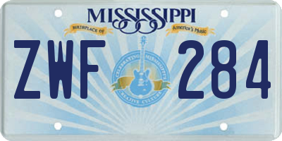 MS license plate ZWF284