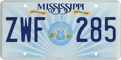 MS license plate ZWF285