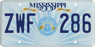 MS license plate ZWF286