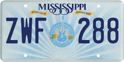 MS license plate ZWF288