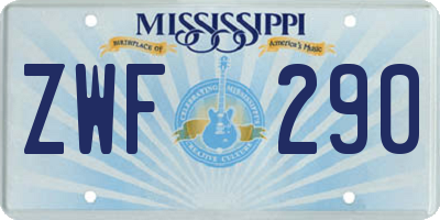 MS license plate ZWF290