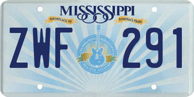 MS license plate ZWF291