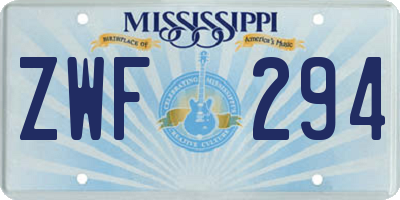 MS license plate ZWF294