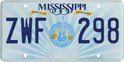 MS license plate ZWF298