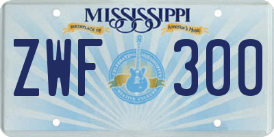 MS license plate ZWF300