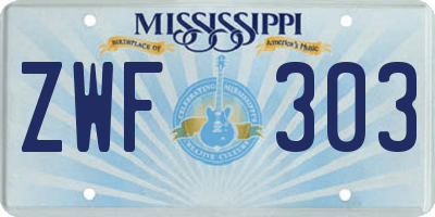 MS license plate ZWF303