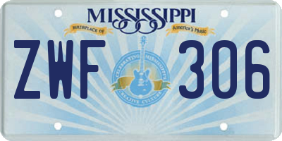 MS license plate ZWF306