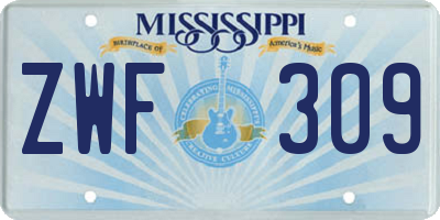 MS license plate ZWF309