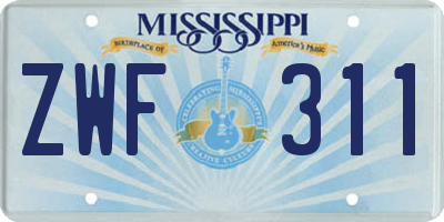 MS license plate ZWF311
