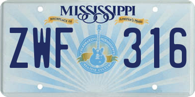 MS license plate ZWF316