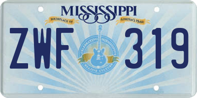 MS license plate ZWF319