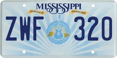 MS license plate ZWF320