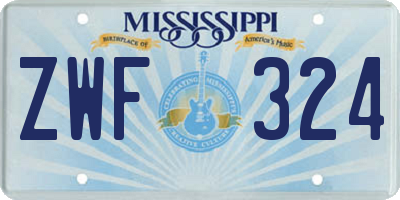 MS license plate ZWF324