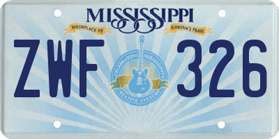 MS license plate ZWF326