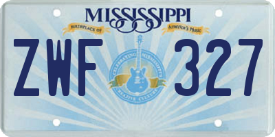 MS license plate ZWF327
