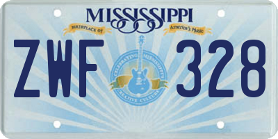 MS license plate ZWF328