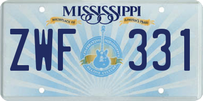 MS license plate ZWF331