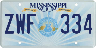 MS license plate ZWF334