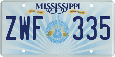 MS license plate ZWF335
