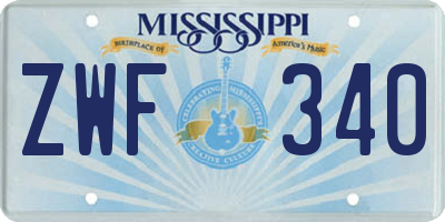 MS license plate ZWF340