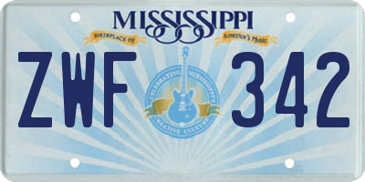 MS license plate ZWF342