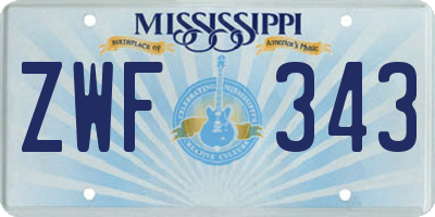 MS license plate ZWF343
