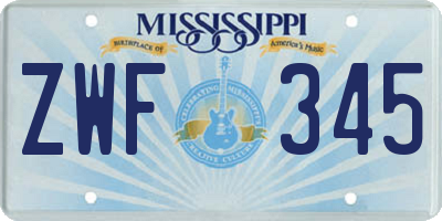 MS license plate ZWF345