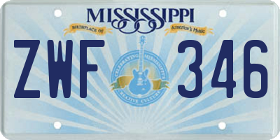 MS license plate ZWF346