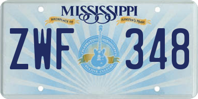 MS license plate ZWF348