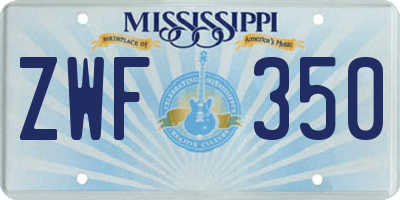 MS license plate ZWF350