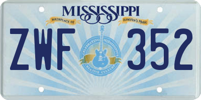 MS license plate ZWF352