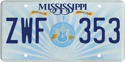 MS license plate ZWF353